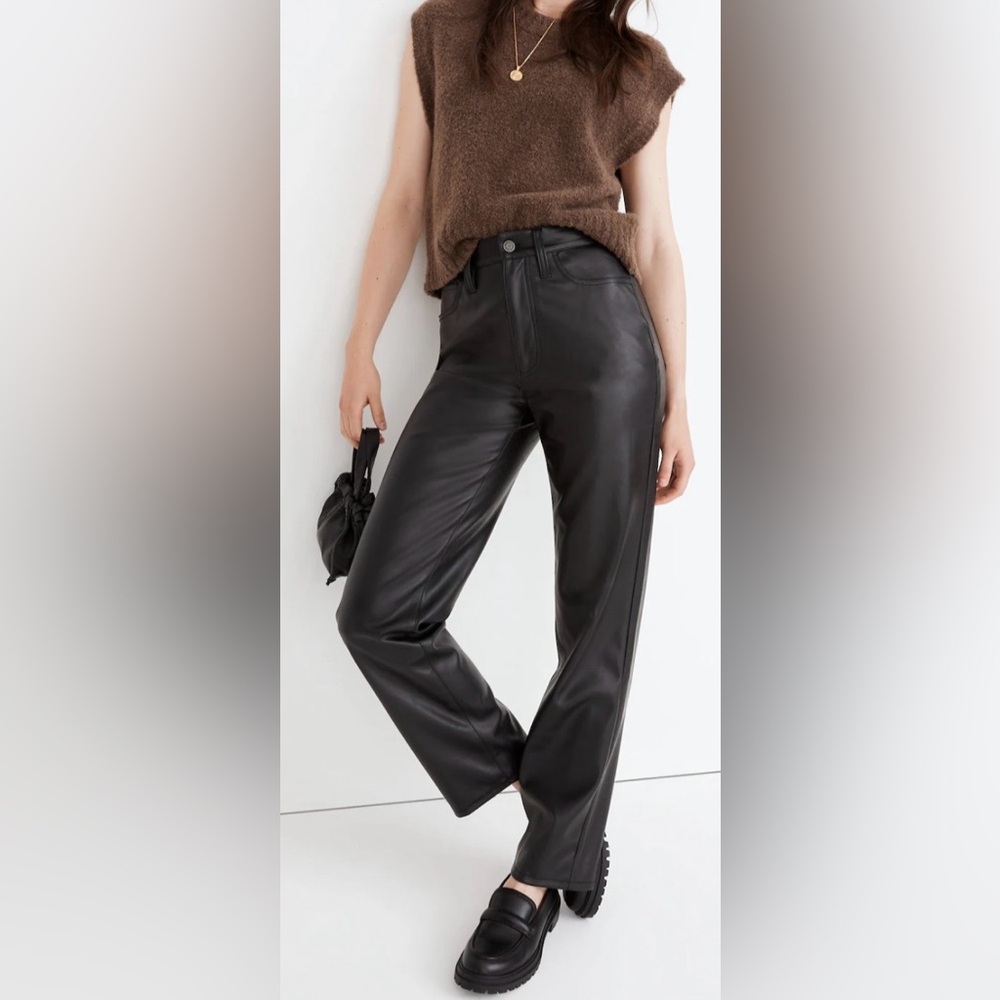 Madewell The Perfect Vintage Straight Jean: Faux Leather Edition, Black